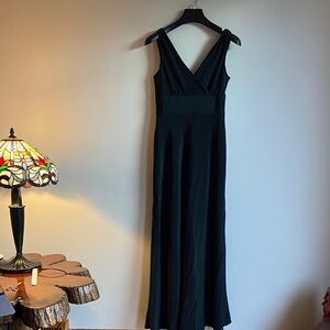 J Crew 100% Silk Elegant Black Evening Maxi Dress Size 6